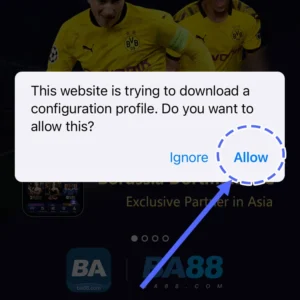 Bước 1 cài đặt PP88 APP: Nhấn vào "Cho phép"