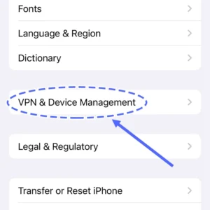 Bước 4 cài đặt PP88 APP: Mở "VPN và Quản lý thiết bị"