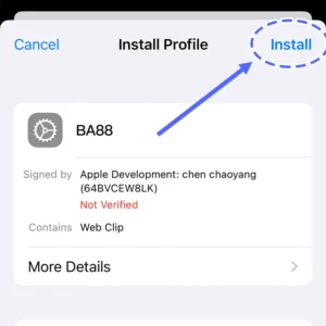Bước 6 cài đặt PP88 APP: Nhấn "Cài đặt"